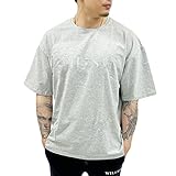 [WILLS FITNESS] Tシャツ メンズ 半袖 オーバーサイズ ビッグシルエット 五分丈 ウォッシュ加工 ウィルズ フィットネス TRIUMPH ACID WASH OVERSIZED T-SHIRT 筋トレ ジム 9900000010011 (XXXL, Grey)