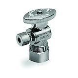 Everflow 81358pr-nl四半期Turn Angel水停止バルブ、クロムメッキ真鍮ボディとチューブ圧縮X 3 / 8インチ、5 / 8インチ外径圧縮継手、メタルハンドル、プレミアム鉛フリー