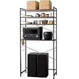 エムール キッチンラック ゴミ箱上ラック レンジ台 幅90 スリム キッチン 収納 棚 スライド レンジボード 4段 ゴミ箱が置ける HEIM ブラック