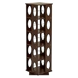 360度回転ラック ( 本棚 CDラック ) 幅34cm×奥行34cm×高さ120cm 転倒防止ベルト付き MUD-6100DBR ブラウン