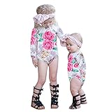 Karchi 子供オールインワン 　ベビー ロンパース　長袖 　大花柄　ベビー連体服 サロペットパンツ 女の子用　普段着 カジュアル 可愛い 春夏　ホワイト (80)