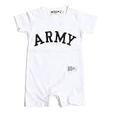 (キャンプフリー) CAMPFREE ARMY プリント ロンパース 半袖 ベビー M.H.A.style 10192 A.ホワイト