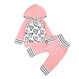 SOBABY ベビー ハート型 上下セット 秋 スウェット&長ズボン (110/2-3歳, ピンク)