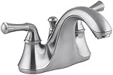 KOHLER K-10270-4A-G Forte Centerset Lavatory Faucet with Traditional Lever Handles, Brushed Chrome [