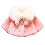 MIOIM 子供服 女の子 無地 コート ベビー服 ぬいぐるみ マント ふわふわ ポンポン ボタン 折り襟 アウター 暖かい 新生児 保温 冷房 防寒対策 宴会 披露宴 結婚式