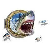 新しい3d Ocean Shark舷窓壁ステッカー壁画リムーバブルアートデカール子供ホーム装飾ステッカーforキッド部屋