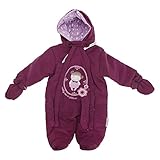 赤ちゃん・ベビー用 ガールズ あったか フードつきスノースーツ ロンパース オールインワン つなぎ カバーオール 女の子 冬 (6-9ヶ月) (プラム)