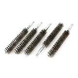 uxcell スチールワイヤーブラシ　チューブ用　メタル製　シルバートーン　6mmスレッド 20mm径 5個入り