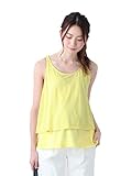 Angeliebe エンジェリーベ マタニティ 授乳口 付 フレア キャミ タンク 産前 産後 妊婦服 授乳服 S ～ M イエロー