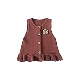 FEVON　ベスト　ベビー　女の子　ニットベスト　春　秋　冬　ニットセーター　子供服　ガールズ　赤ちゃん　前開き　チョッキ　可愛い　フリル裾　防寒　カットソー　トップス　インナー　アウター　ギフト　出
