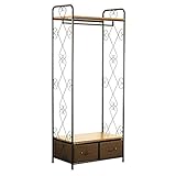 ハンガーラック 引き出し付き コートハンガー 引き出し 棚付き 収納 スチール シンプル スリム ブラック