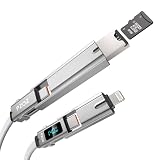 PZOZ マルチケーブル 5in1 LEDディスプレイ+カードリーダー 140W マルチ充電ケーブル USB C to A/タイプc to ライトニング/USB A to USB C/USB A to Lightning PD 5A 急速充電 Macbook/iPhone/iPad/Samsung Galaxy/Google Pixel/Switch 対応 (1.5m)