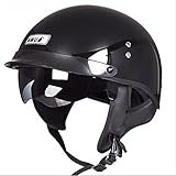 DGF ヘルメットブラックオートバイ超軽量グラスファイバーヘルメットモトクロスライディングアウトドアスポーツ機関車ヘルメット男性と女性ハーフヘルメット (サイズ さいず : M)