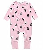 Plus Nao(プラスナオ) ベビー服 ジップアップ カバーオール ロンパース 足つき 長袖 長ズボン 前開き 花柄 フラワー 鳥 バード パイピング 66 2155