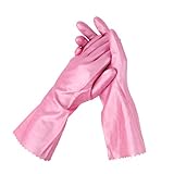 B Blesiya ラテックス手袋　ピンク　安全保護　キッチン　クリーニング　人間工学　滑り防止　30cm　全3サイズ - M