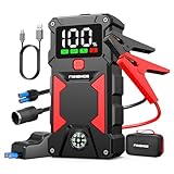 FNNEMGE ジャンプスターター、ピーク電流6000A、12V エンジンスターター（すべてのガソリン車/10,0Lディーゼルエンジン車）、搭載USB充電出力ポート、LEDランプ、HD大画面、EC-5アダプター、PSE認証済み.
