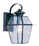 Livex Lighting 2181-04 Westover 1 Light Outdoor Black Finish Solid Brass Wall Lantern with Clear Bev