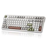 YUNZII B98 メカニカルキーボード ワイヤレス 98キー ホットスワップ対応 英語配列 RGBゲーミングキーボード 潤滑済みリニアスイッチ BT5.0/2.4G/USB-C テンキー付き ガスケット装着キーボード Win/Mac/Android/iOS用 技適認証取得 (ベージュ, ミルクリニアV2スイッチ)