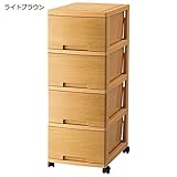 キャスター付き収納チェスト 【4段】 幅34cm 樹脂製 木目調 日本製 ライトブラウン 生活用品 インテリア 雑貨 インテリア 家具 収納家具 チェスト その他のチェスト top1-ds-1726230-ah [簡素パッケージ品]