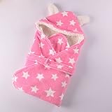 Seeshine ベビー ブランケット バスタオル フード付きバスタオル 新生児 赤ちゃん 出産のお祝い ふわふわ あったか 星柄 春 秋 冬 吸水速乾 お昼寝布団 (Color 3)