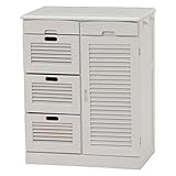 キッチンカウンター(キッチン収納/キッチンボード) 幅57cm 木製 ルーバー扉/タイル天板/キャスター付き ホワイト(白) 【代引不可】 特配【TS1869】 top1-ds-1629315-ak [簡易パッケージ品]