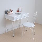 天然木&amp;スチール PCデスク&amp;チェア IRI0018WH&amp;0020WH ホワイト