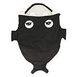 Gobig ベビー用寝袋 サメデザイン ベビー 赤ちゃん用おくるみ ふわふわ 暖かい 中綿 防寒対策 肌触りいい 洗える ベビーカーに取り付ける (ブラック)