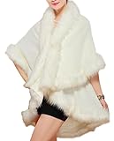 c06whF （Galette des Rois） レディース ショール コート フェイクファー ドレス 厚手 アウター c06 (フリー, ホワイト)