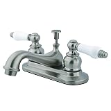Kingston Brass KB608B Victorian Center Set Lavatory Faucet with Brass/ABS Pop-Up, 4-1/2-Inch, Satin 