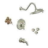 Moen KTSWE-P-TS32104EPBN Weymouth 9-Inch Rain Shower and 6-3/4-Inch Spout, Brushed Nickel [並行輸入品]