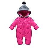 ベビー用ダウンロンパース 新生児 幼児コットンコート バラ色 0-3ヶ月