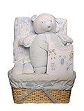 Bee Bo Baby Gift Set with Bodysuit, Bib, Socks and Teddy Bear in a Rattan Basket. 0 - 3 Months. Avai