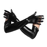 ＬＯＶＡＲＴ’Ｓ ＢＥＡＵＴＹ セクシー PUレザー ロンググローブ 手袋 光沢 52cm ブラック (ブラック)