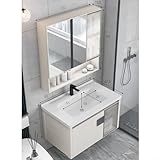 洗面台 洗面化粧台 ミラーキャビネット 洗面ボウル 手洗い器 洗面台+鏡 家庭用 バスルームキャビネット コンビネーション バルコニー用 小型 洗面台 浴室用洗面器 流し台 スペース アルミニウム キャビネット+陶器の一体型洗面台 60cm A-HDミラー+キャビネット