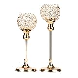 (30cm, Gold) - Tealight Candle Holders, Coerni Handmade Crystal Candle Holders for Valentines Day We