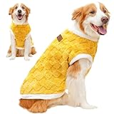 犬服 猫服 可愛い ペット犬の服 ふわふわ Tシャツ 秋冬 保温 防寒犬 着る毛布 ベスト 袖なし サンゴフリース ドッグウェア 小型犬 中型犬 大型犬 ラブラドール 柴犬 服 チワワ服 変身服 コスプレ お散歩 出かけ服 (イエロー, 2XL)