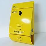 郵便ポスト郵便受け北欧風メールボックス壁掛けイエロー色ステンレスポストm013