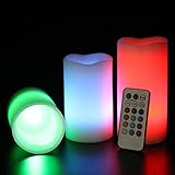 Candance防水屋内と屋外のリモート・コントロールLEDバッテリーcandles- 3パックwithのカラー変更ウェディングパーティー、クリスマス、Brithday、新しい年、結婚記念日、Cand