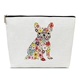 Ythuil フレンチブルドッグギフト 財布用メイクアップバッグ、ブルドッグ愛好家へのギフトコスメポーチ、女性用花柄メイクアップポーチ 姉妹 BFF Besties 犬好き、Frenchie Mom Stuff, カラフル