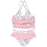 Girls パステルドット柄セパレート水着 UPF50＋ （110/ピンク） 【CN-SW016】 子供用 女の子 スイムウエア