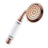 Seacan シャワーヘッド アンティーク 節水 低水圧 取手陶器 汎用 浴び心地いい 取付簡単 (ローズゴールド)