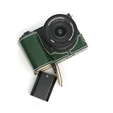 [恵＼イーサン] TP Original Sony ZV-E10 II ZVE10 II Mark II 専用 オープナブルタイプ ハンドメイド本革 ボディケース 互換 電池交換便利 底面開閉 ハンドメイド本革ハーフカメラケースバッグカバー (グリーン) [並行輸入品]
