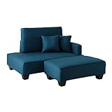 ソファ カウチソファ オットマン コンパクト コーナー フロア ローソファ (ブルー)