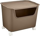 サンカ 日本製 katasu(カタス) 収納ボックス(3個組) ふた付き キャスター付き ハコL3個/フタML3個/キャスター ブラウン KhLBR×3+KfMLBR×3+ACS