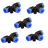uxcell 空気圧 クイック 継手 ワンタッチ ティー形 3ウェー プッシュ 4mm-4mm 5個入り