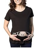 Zhhyltt 出産のtシャツ Women's Fashion Maternity T-Shirt Peeking Baby Funny Pregnancy Gift T-Shirt