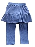 Plus Nao(プラスナオ) キッズスカート付きレギンス スカッツ シンプルコーデ 無地 フリルデザインボトムス 女の子 ジュニア 子供服 90 100 120 ブルー