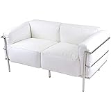 コルビジェデザイン LC3 COMFORT 2P ホワイト 2人掛け ラブソファ 本革 モダン 家具 おしゃれ ソファ 応接間 ロビー デザイナーズ 椅子 リビング ソファー sofa 2seater 白 lc333b2pwh