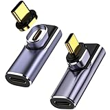 MUXER USB C マグネット アダプタ L字、40Gbps USB4高速データ転送、140W PD急速充電、8K 60Hz HD映像信号伝送、USB4.0 Type-C マグネット オス メス 変換、PC/MacBook/iPhone/Androidスマホ/Switchおよび他のUSB-Cデバイス対応 (140Wアダプタ 4個)