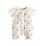 Ainial　ロンパース　ベビー　半袖　夏　前開き　カバーオール　赤ちゃん　男の子　女の子　カラードコットン　柔らかい　肌に優しい　可愛い　ツリーの柄　オールインワン　新生児　ボディースーツ　通気　快